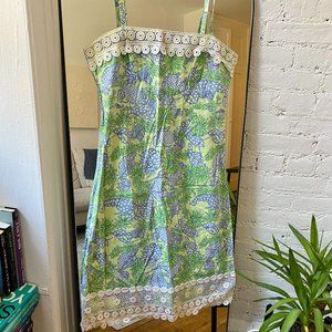 Lilly Pulitzer "Seafood Salad" Print Dress w. Lace Trim - Sz 4